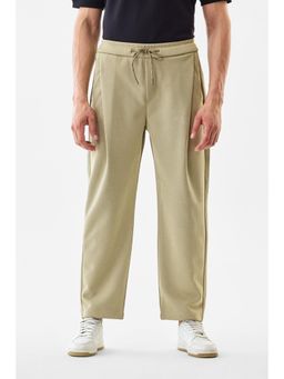 Snitch - Beige Textured Relaxed Casual Trouser