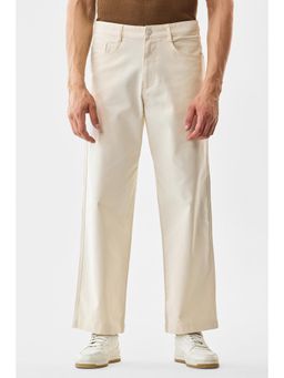Snitch - Beige Solid Loose Casual Trouser