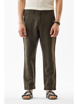 Snitch - Brown Solid Slim Casual Trouser