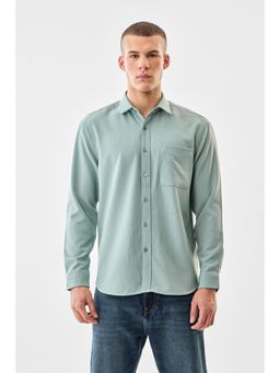 Snitch - Light Green Textured Full Sleeves Regular Casual Shirt