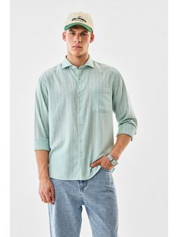 Snitch - Mint Green Stripes Full Sleeves Regular Casual Shirt
