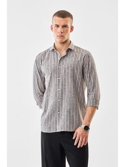 Snitch - Brown Stripes Full Sleeves Regular Casual Shirt