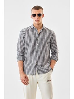 Snitch - Grey Stripes Full Sleeves Regular Casual Shirt