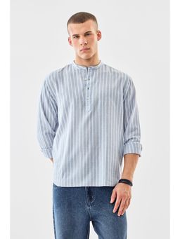 Snitch - Light Blue Stripes Full Sleeves Regular Casual Kurta Shirt