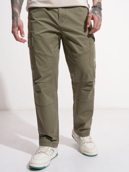 HIGHLANDER - Men Olive Solid Relaxed Cargo