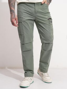 HIGHLANDER - Men Green Solid Relaxed Cargo