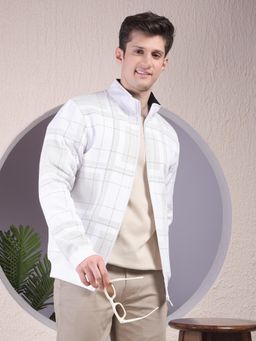 CRIMSOUNE CLUB - Men White Checked Jacket