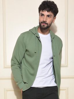CRIMSOUNE CLUB - Men Green Hooded Neck Hoodie