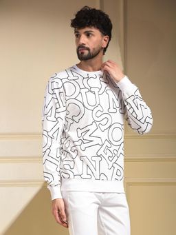 CRIMSOUNE CLUB - Men White Typographic Print Sweatshirt