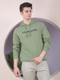 CRIMSOUNE CLUB - Men Green Solid Hooded Neck Sweatshirt