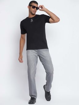 Belliskey - Black Casual Round Neck Cotton T-Shirt