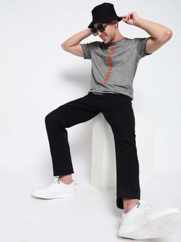 Belliskey - Grey Round Neck Cotton Casual T-Shirt