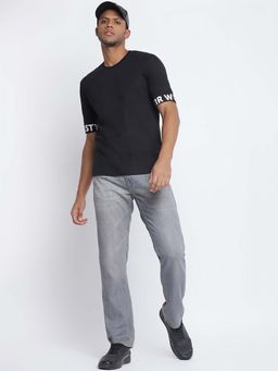 Belliskey - Black Round Neck Cotton Casual T-Shirt