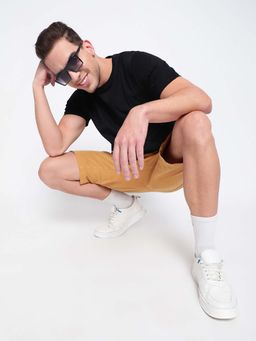 Belliskey - Black Round Neck Cotton Casual T-Shirt