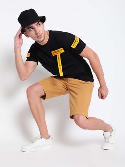 Belliskey - Black Round Neck Cotton Casual T-Shirt