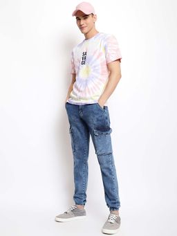 Belliskey - Multi-Color Round Neck Tie & Dye Cotton Casual T-Shirt