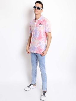 Belliskey - Multi-Color Collar Neck Tie & Dye Cotton Casual Polo T-Shirt