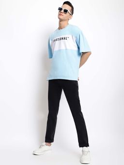 Belliskey - Blue Round Neck Cotton Casual T-Shirt