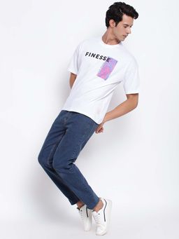 Belliskey - White Round Neck Cotton Casual T-Shirt