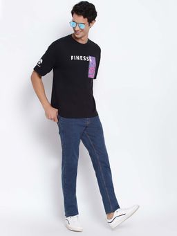 Belliskey - Black Round Neck Cotton Casual T-Shirt