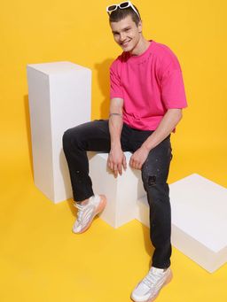 Belliskey - Pink Round Neck Cotton Casual T-Shirt