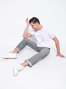 Belliskey - White Round Neck Cotton Casual T-Shirt
