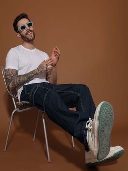 Belliskey - Navy Blue Casual Solid Regular Fit Denim Jeans