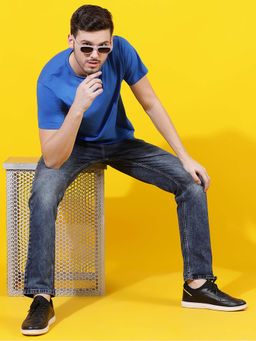 Belliskey - Solid Slim Fit Navy Blue Denim Jeans