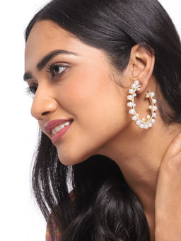 Blueberry - Glitzy Pearls Hoop Earrings