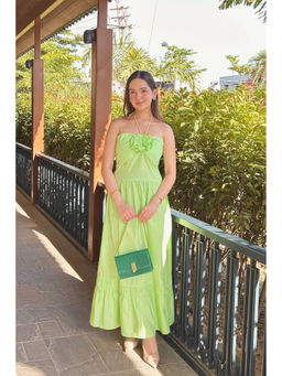 HOUSE OF SAL - Green Flower Detailing Maxi Dress