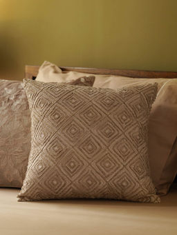 Pure Home + Living - Beige Dori Embroidery Cushion Cover (16x16 Inches)