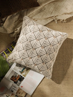 Pure Home + Living - Off White Doori Embroidery Cushion Cover (16x16 Inches)