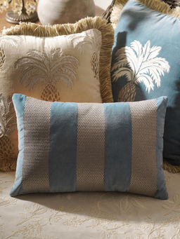 Pure Home + Living - Blue Capri Striped Rectangular Cushion Cover (12X18 Inches)