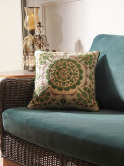 Pure Home + Living - Green Embroidered Cushion Cover (12X18 Inches)