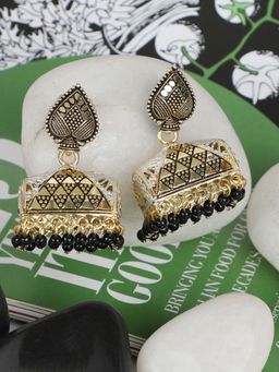 Anika's Creations - Traditonal Gold Plated Enamelled Two Tone Doli Shape Jhumki