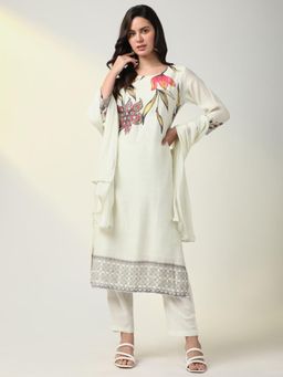 SHOWOFF - Womens Yellow Straight Kurta & Pant with Dupatta (Set of 3)