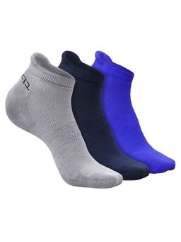 Heelium - Bamboo Ankle Socks-FreeSize UK7-11,3 Pairs,LGrey,NBlue,RBlue,Anti dour (Pack of 3)