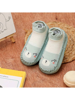 Yellow Bee - Stripeskitty Print Leather Socks for Girls