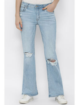 American Eagle - Women Blue Next Level Ripped Low Rise Flare Jean