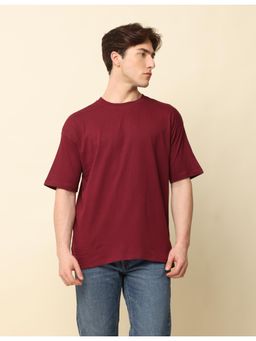 SILISOUL - Men Maroon Solid Casual T-Shirt