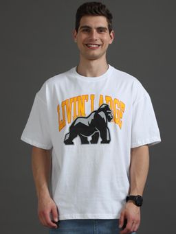 SILISOUL - Men White Graphic Casual T-Shirt