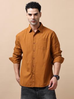 SILISOUL - Men Brown Solid Casual Shirt