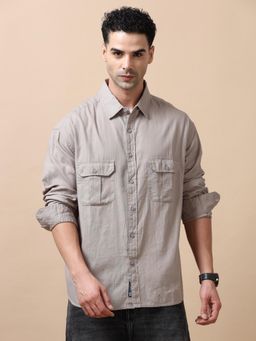 SILISOUL - Men Grey Solid Casual Shirt