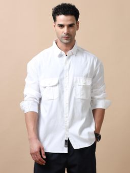 SILISOUL - Men White Solid Casual Shirt