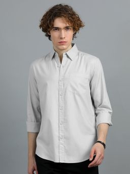 SILISOUL - Men Grey Solid Casual Shirt