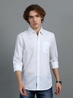 SILISOUL - Men White Solid Casual Shirt