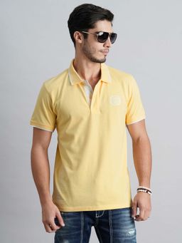 ROOKIES - Men Gold Solid Casual Polo T-Shirt
