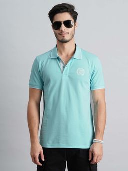 ROOKIES - Men Blue Solid Casual Polo T-Shirt