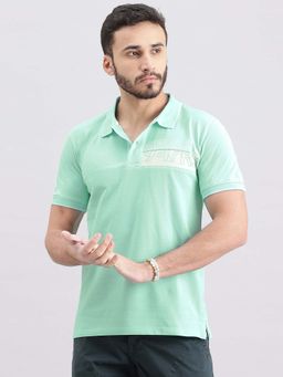 ROOKIES - Men Aqua Solid Casual Polo T-Shirt