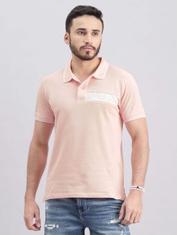 ROOKIES - Men Pink Solid Casual Polo T-Shirt